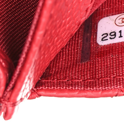 Chanel Caviar Quilted Boy Flap Card Holder Wallet Red 8 of 9