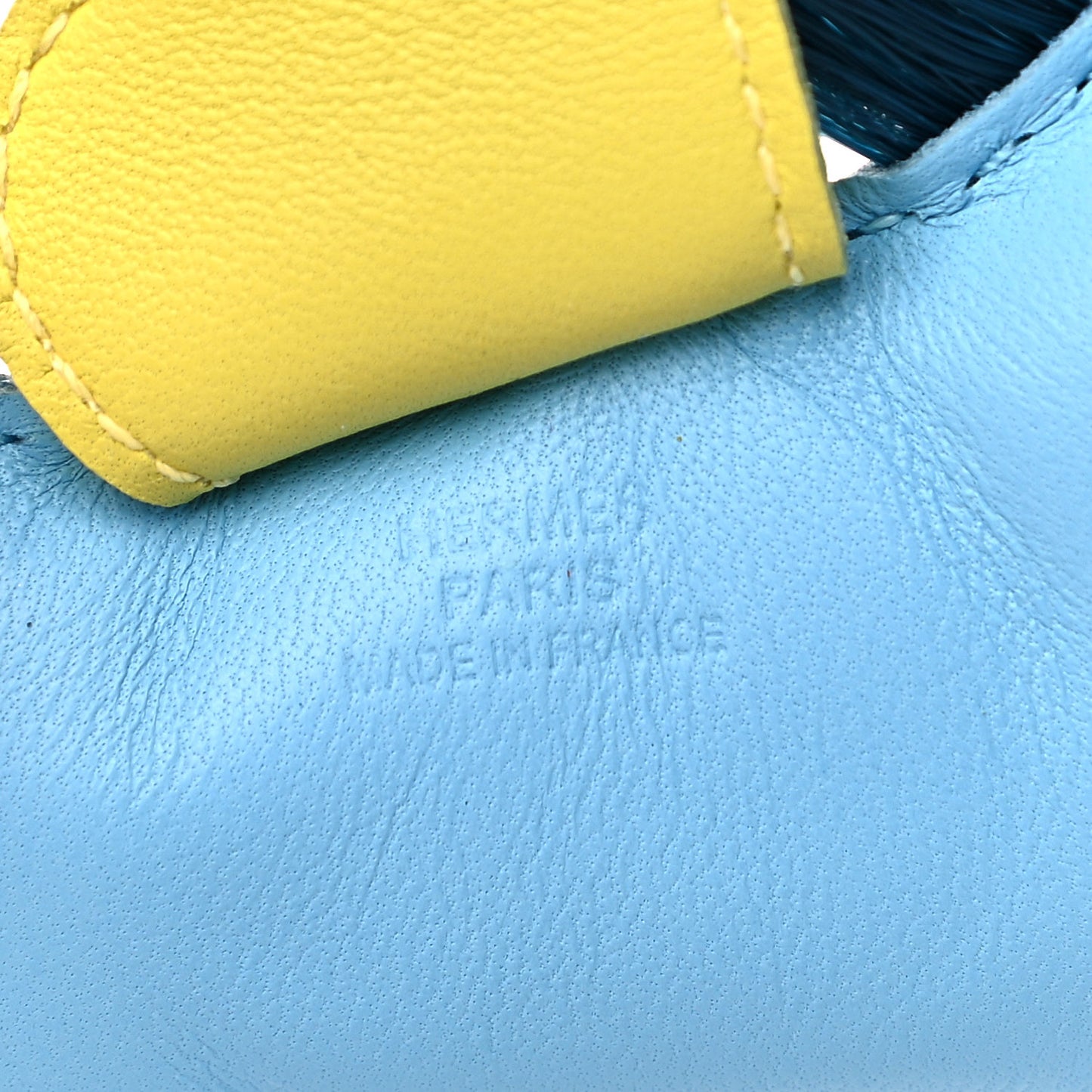 Milo Lambskin Horse Hair Grigri Rodeo Horse Bag Charm MM Bleu Celeste Lime Malachite