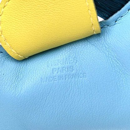 Hermes Milo Lambskin Horse Hair Grigri Rodeo Horse Bag Charm MM Bleu Celeste Lime Malachite 3 of 4