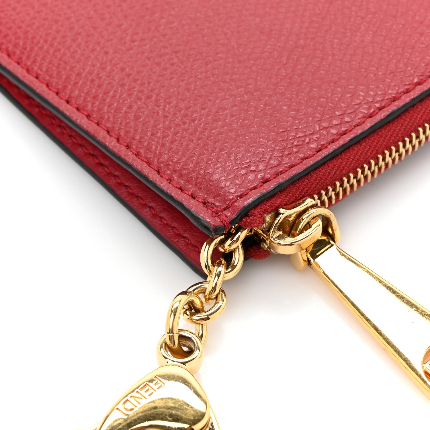 Fendi Vitello Cruise F is Fendi Bi-Color FF 1974 Embossed Key Case Pouch Maya Black Fragola 11 of 11