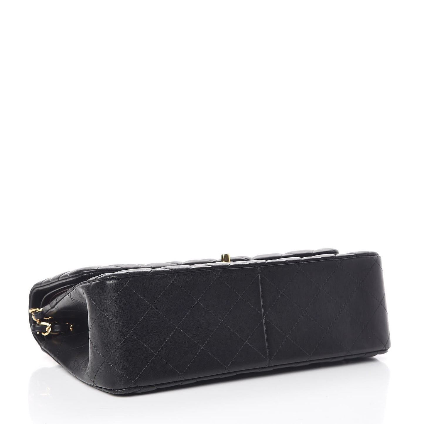 Lambskin Quilted Jumbo Double Flap Black