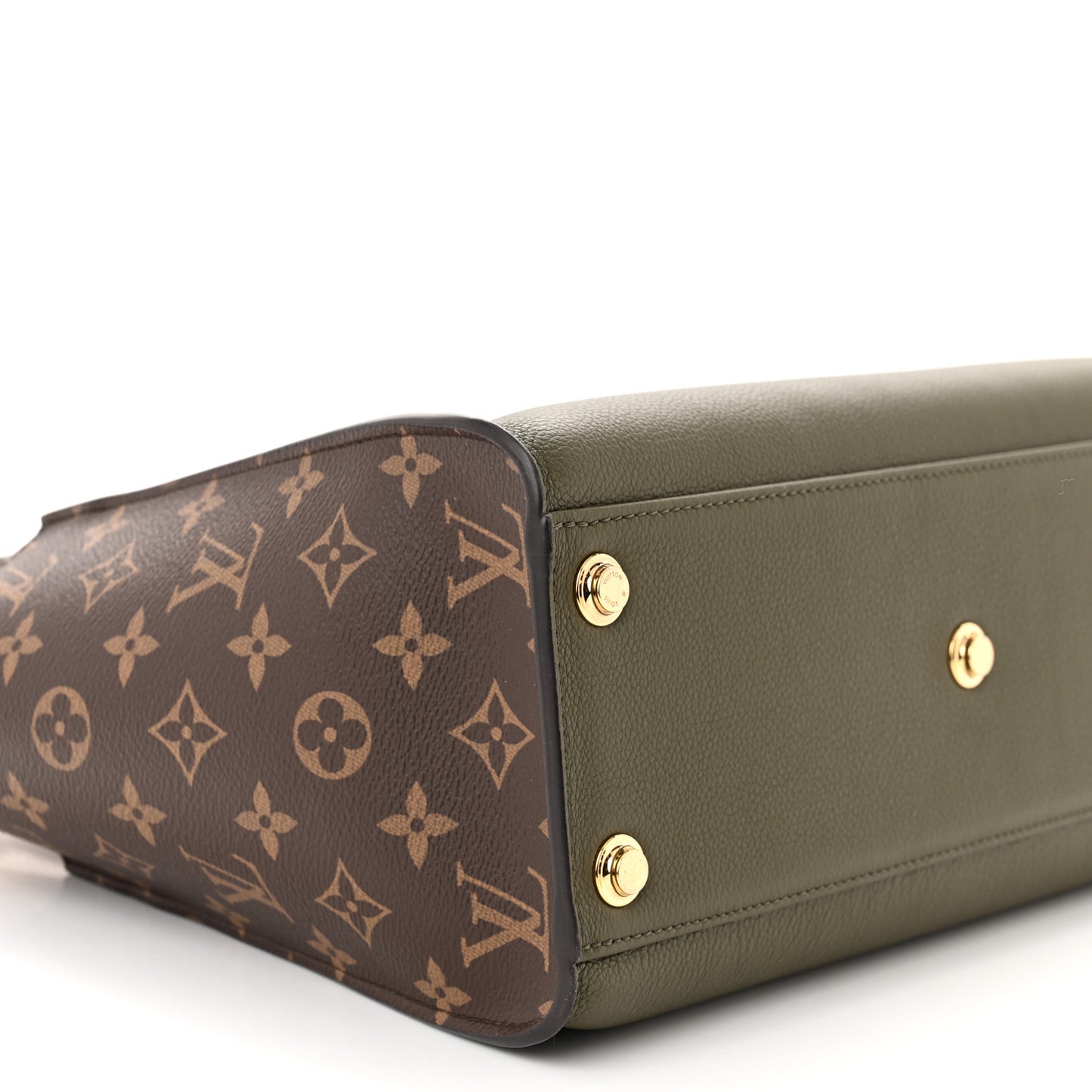 Calfskin Monogram On My Side MM Laurier Green Toffee Latte Beige