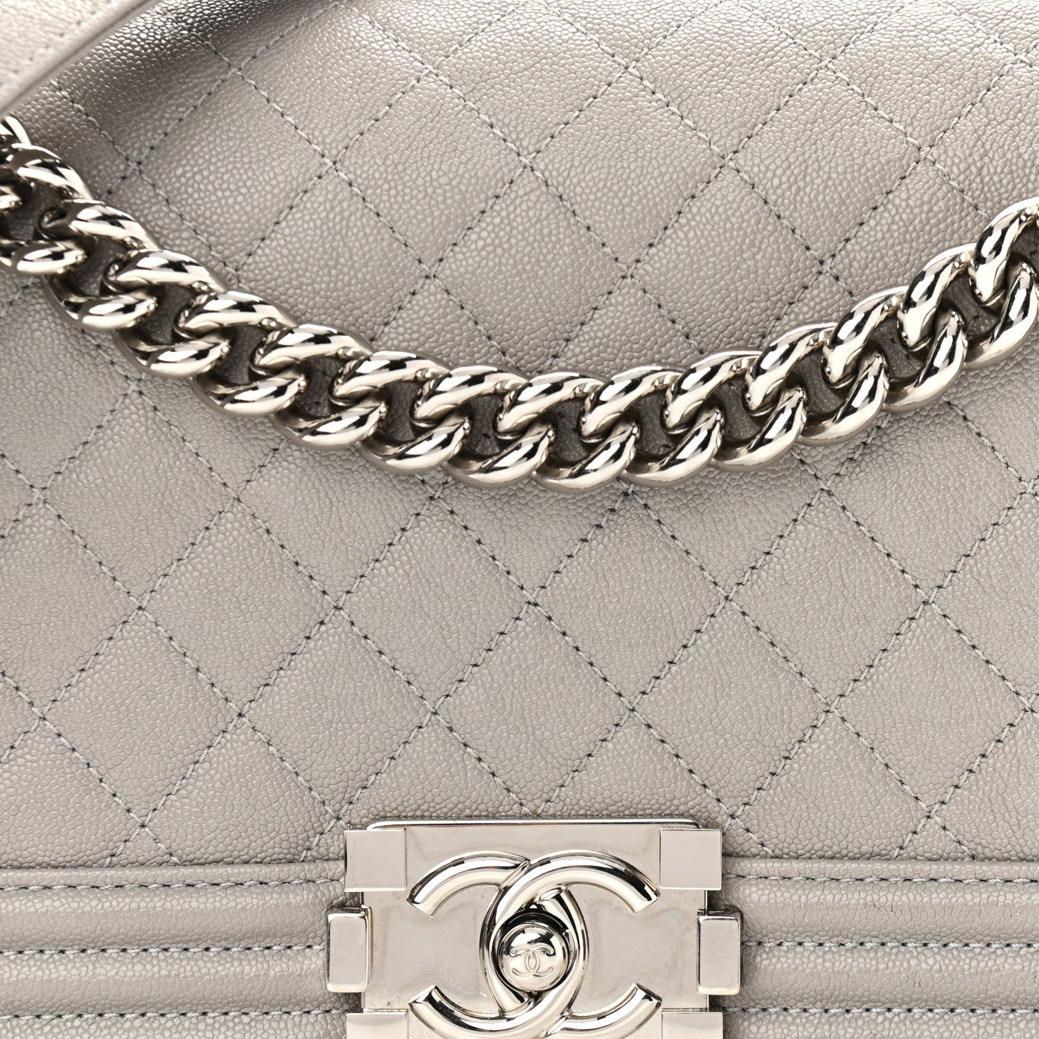 Chanel Caviar Quilted Medium Boy Flap Light Grey 8 of 10