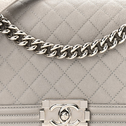 Chanel Caviar Quilted Medium Boy Flap Light Grey 8 of 10