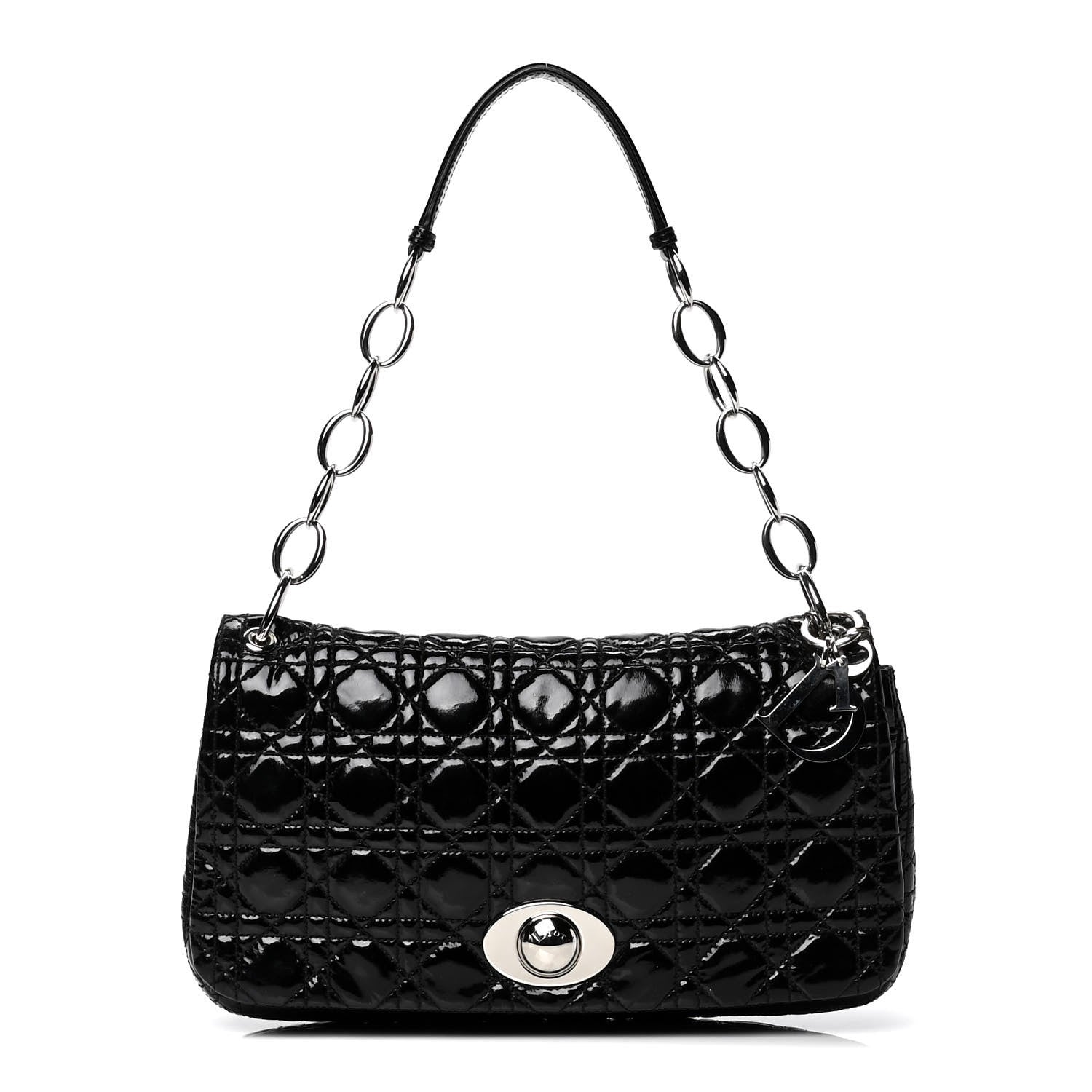 Christian Dior Patent Lambskin Cannage Rendezvous Flap Black 1 of 5