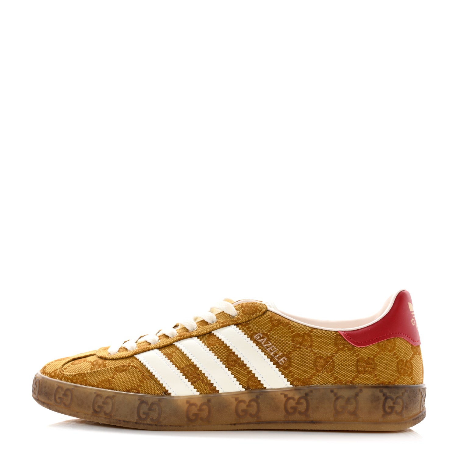 Gucci X ADIDAS Vintage GG Monogram Mens Gazelle Sneakers 9.5 Mid Natural Nut Off White 1 of 9