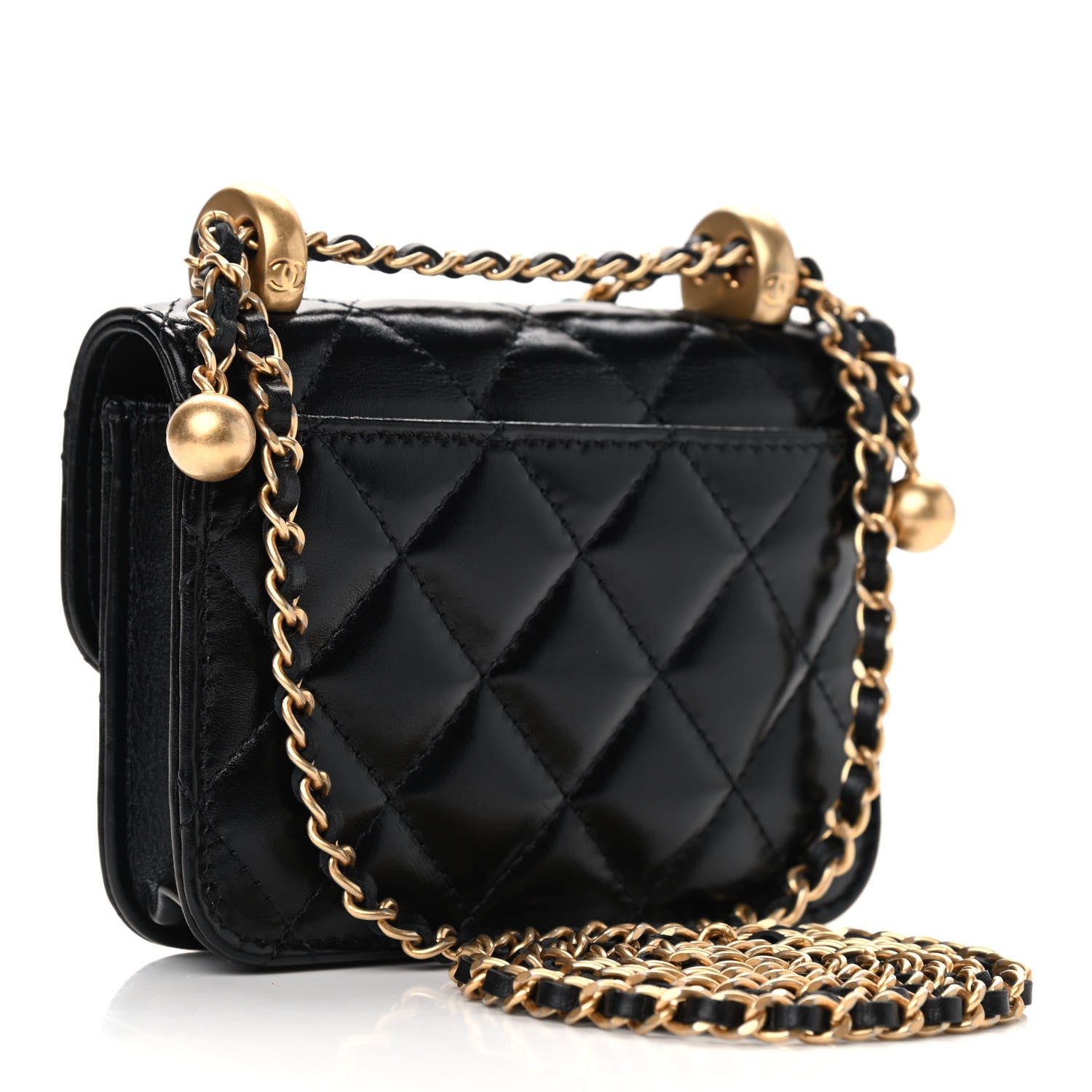 Chanel Calfskin Quilted Perfect Fit Coin Purse With Chain Black 3 of 10