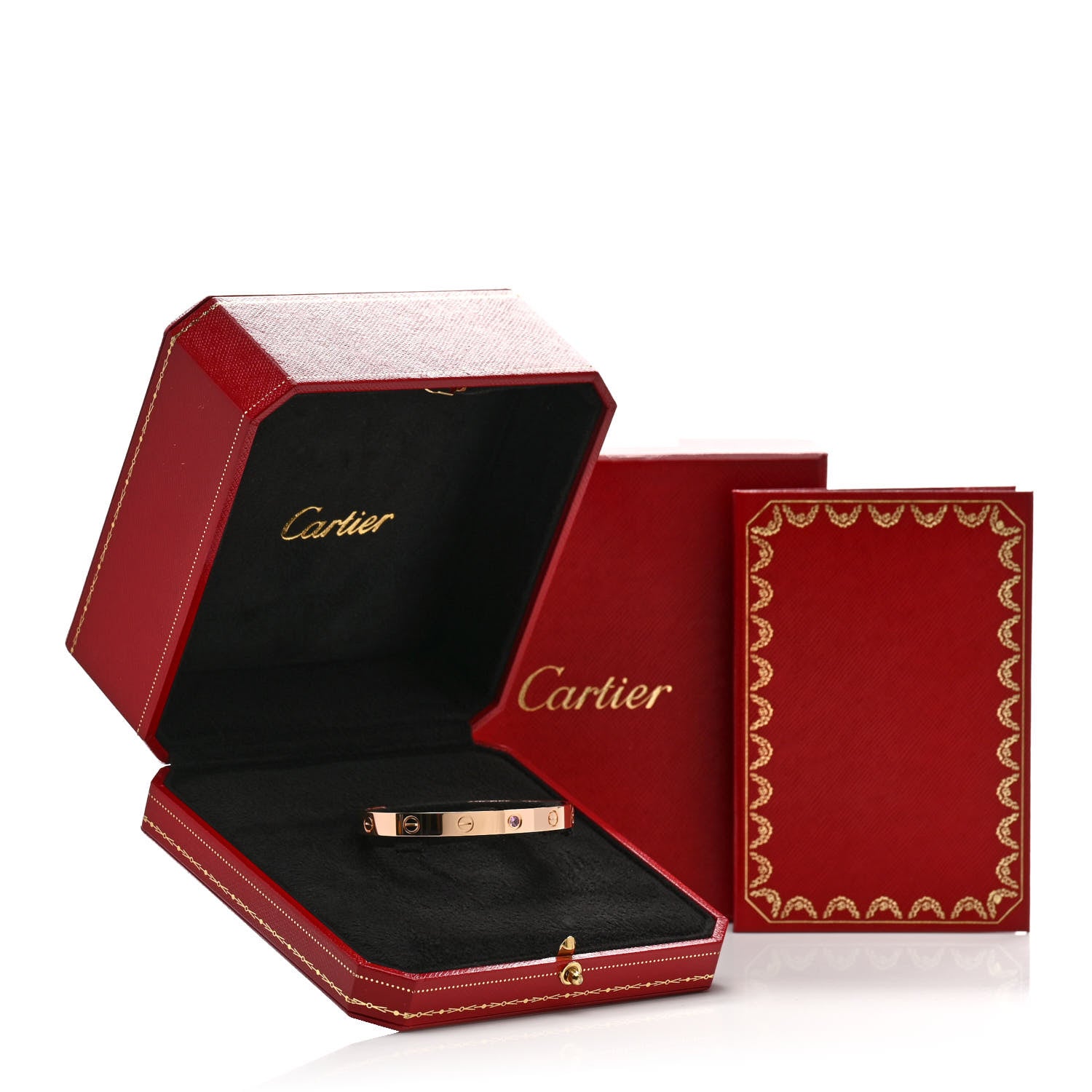 Cartier 18K Pink Gold Pink Sapphire LOVE Cuff Bracelet 17 4 of 4