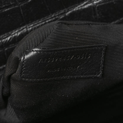 Saint Laurent Calfskin Crocodile Embossed Medium Cabas Rive Gauche Black 7 of 11