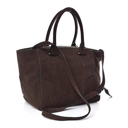Prada Suede Scamosciato Stitched Small Twin Pocket Tote Cenere 3 of 9