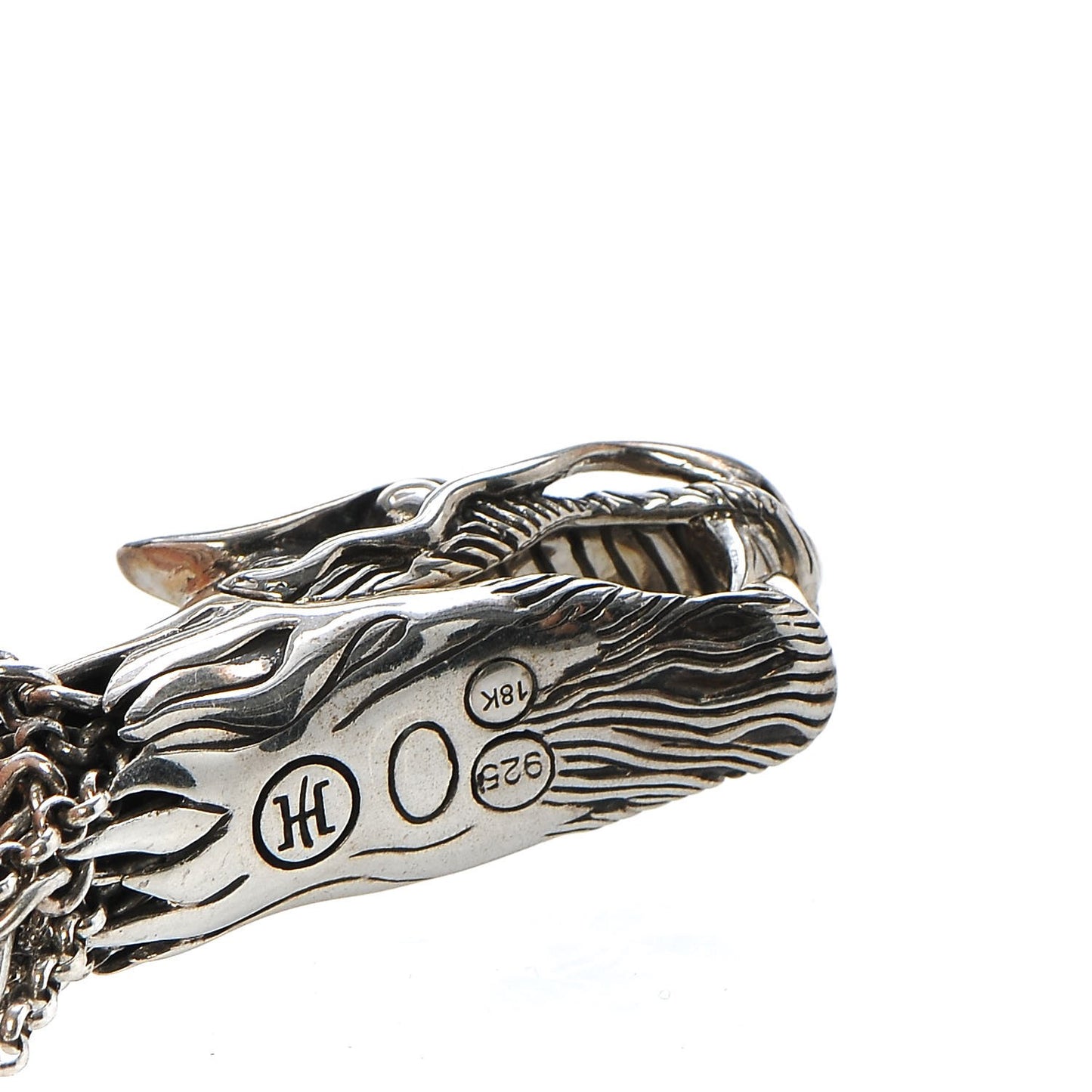 Sterling Silver 18K Yellow Gold Naga Dragon Multi Strand Chain Bracelet