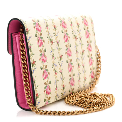 Gucci Calfskin Floral Print Mini Dionysus Chain Wallet Ivory Pink 3 of 11