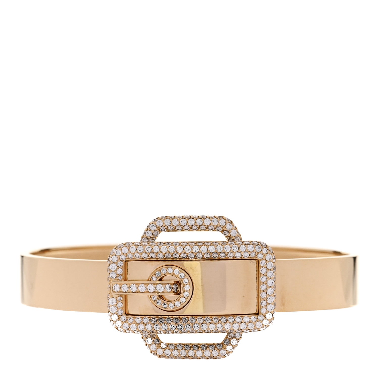 Hermes 18K Yellow Gold Diamond Attelage Bracelet XS 1 of 4