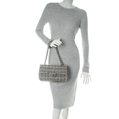 Chanel Tweed Quilted Medium Double Flap Grey 2 of 8