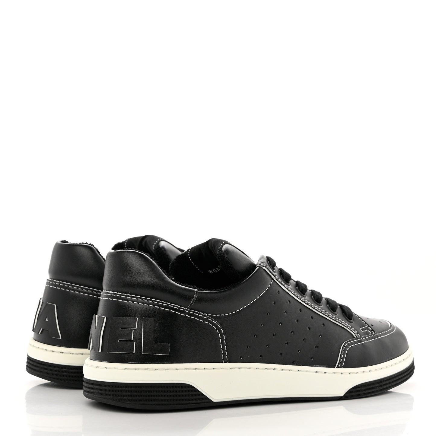 Calfskin Womens Logo Sneakers 40 Black White