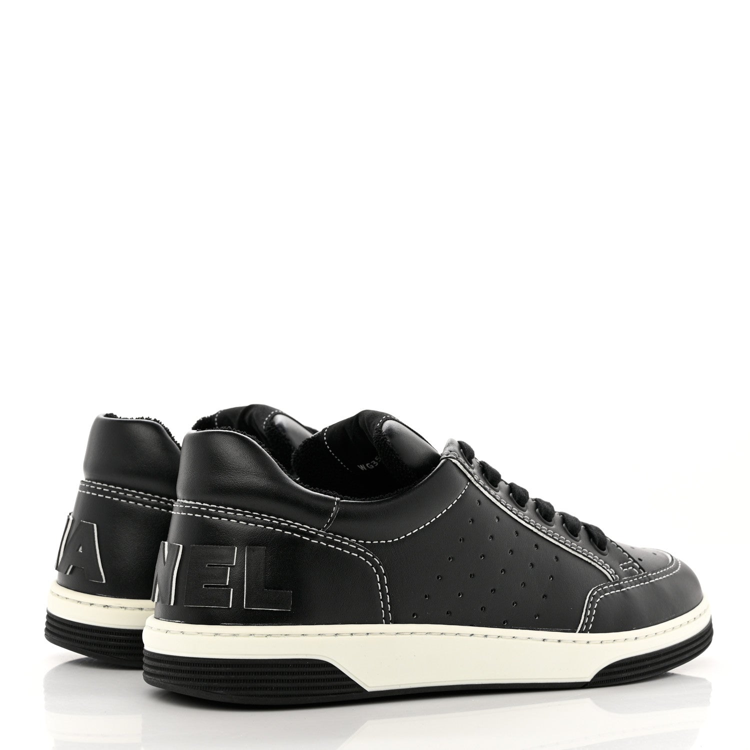 Chanel Calfskin Womens Logo Sneakers 40 Black White 4 of 10