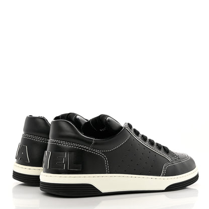 Chanel Calfskin Womens Logo Sneakers 40 Black White 4 of 10