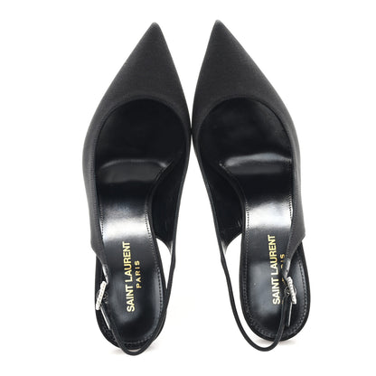 Saint Laurent Crepe Satin Crystal Opyum 110 Slingback Pump 39.5 Black 2 of 9