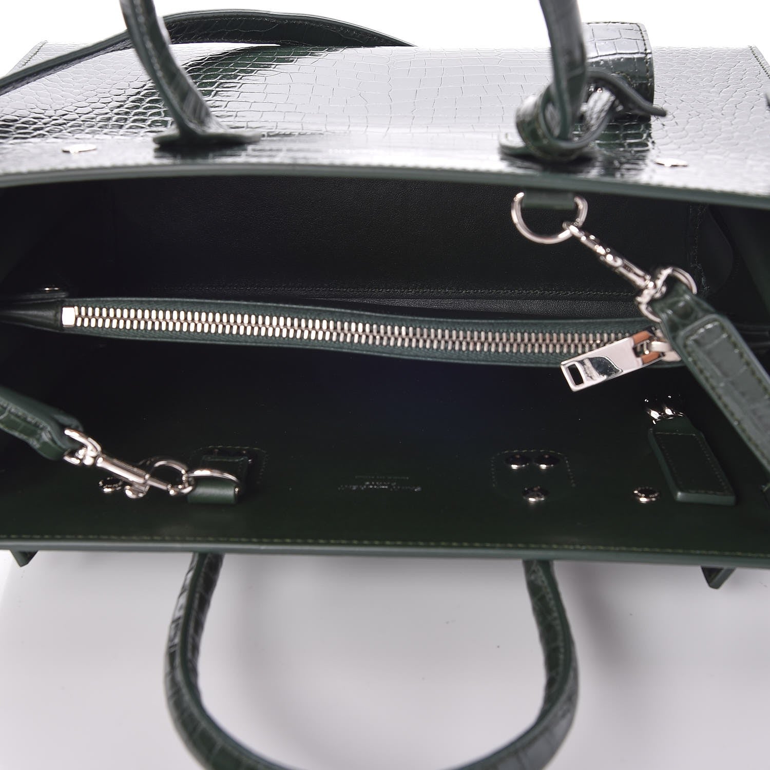 Saint Laurent Calfskin Crocodile Embossed Baby Sac De Jour Dark Leaf 5 of 7