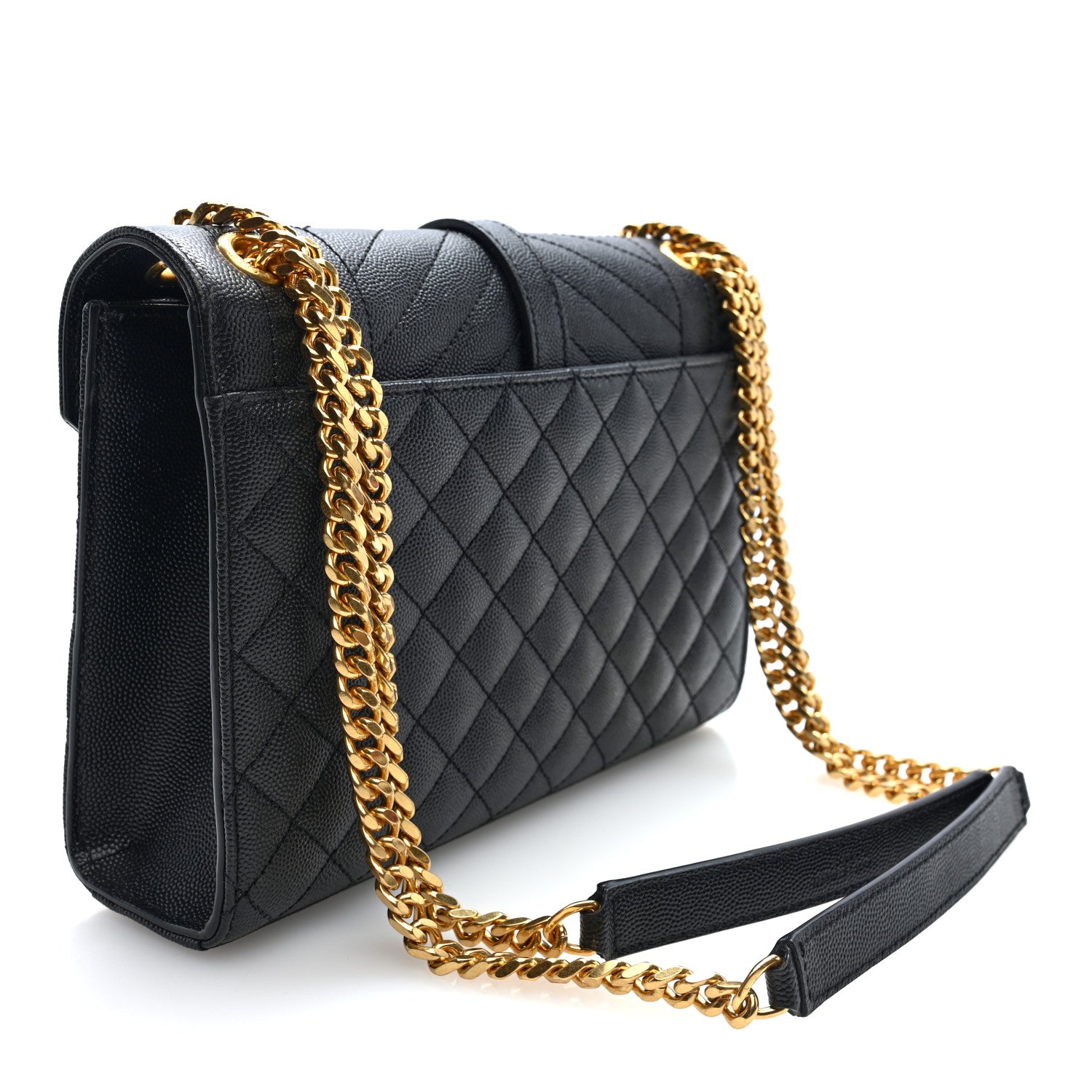 Saint Laurent Grain De Poudre Textured Mixed Matelasse Triquilt Medium Monogram Satchel Black 3 of 9