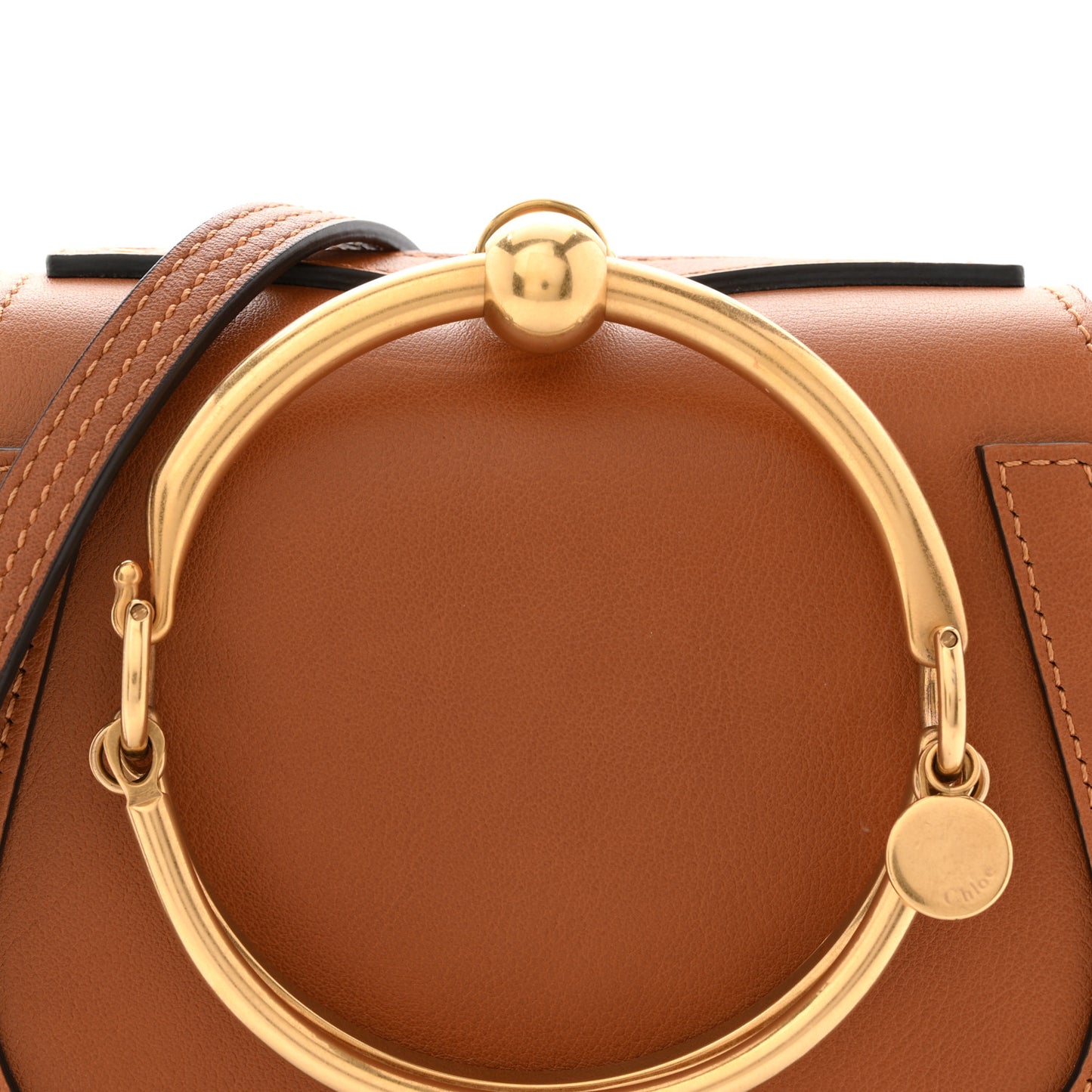 Calfskin Suede Medium Nile Bracelet Bag Caramel