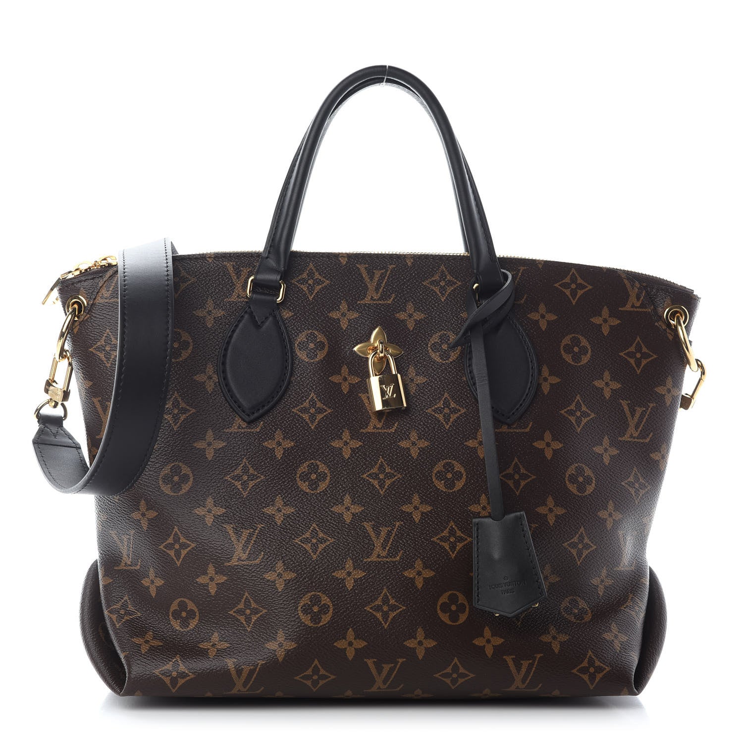 Louis Vuitton Monogram Flower Zipped Tote MM Black 1 of 9