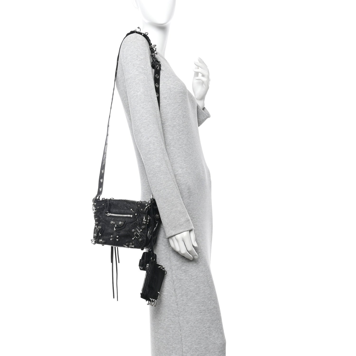 Balenciaga Agneau Arena XS Piercing Le Cagole Flap Bag Black