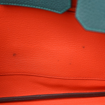 Hermes Togo Horseshoe Birkin 30 Malachite Capucine 11 of 11