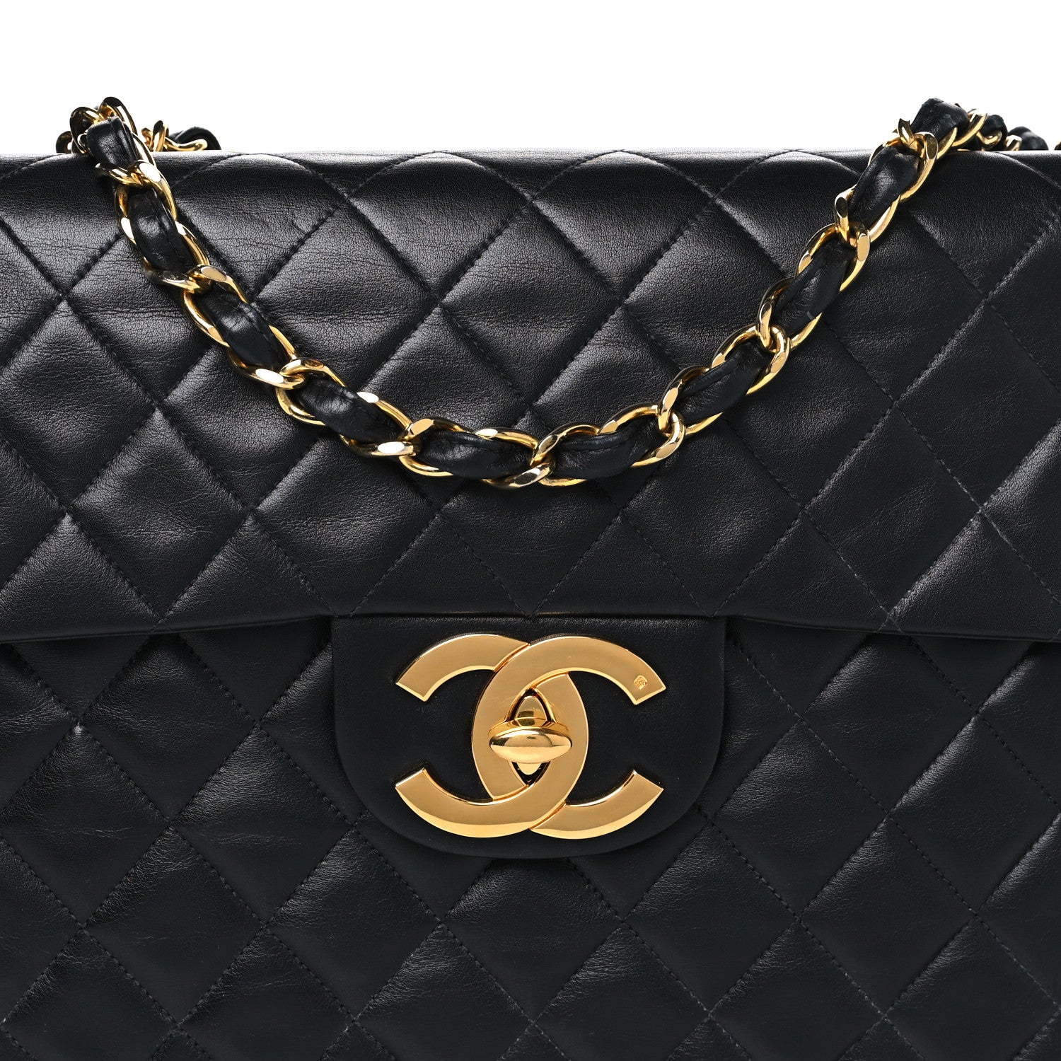 Chanel Lambskin Quilted XL Jumbo Single Flap Black 8 of 12
