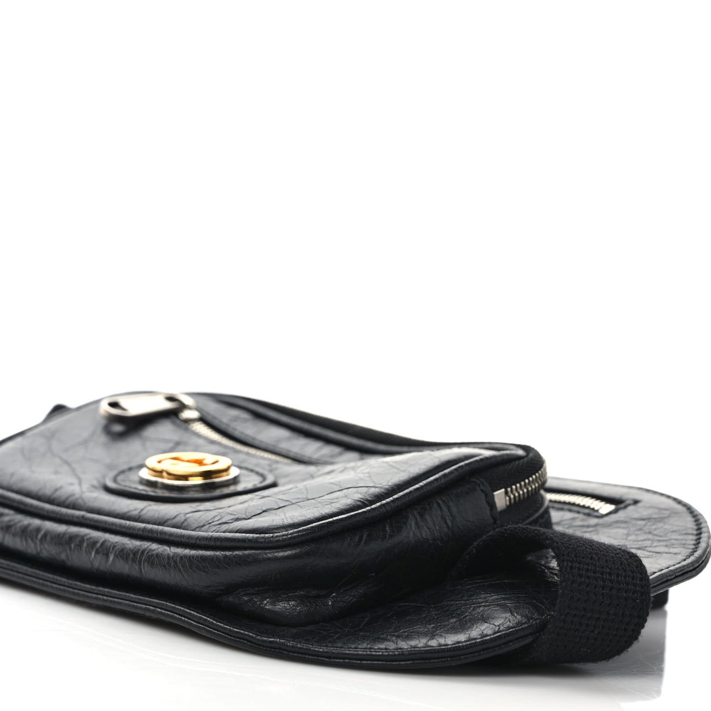 Fluffy Calfskin Morpheus Double Zip Belt Bag Black