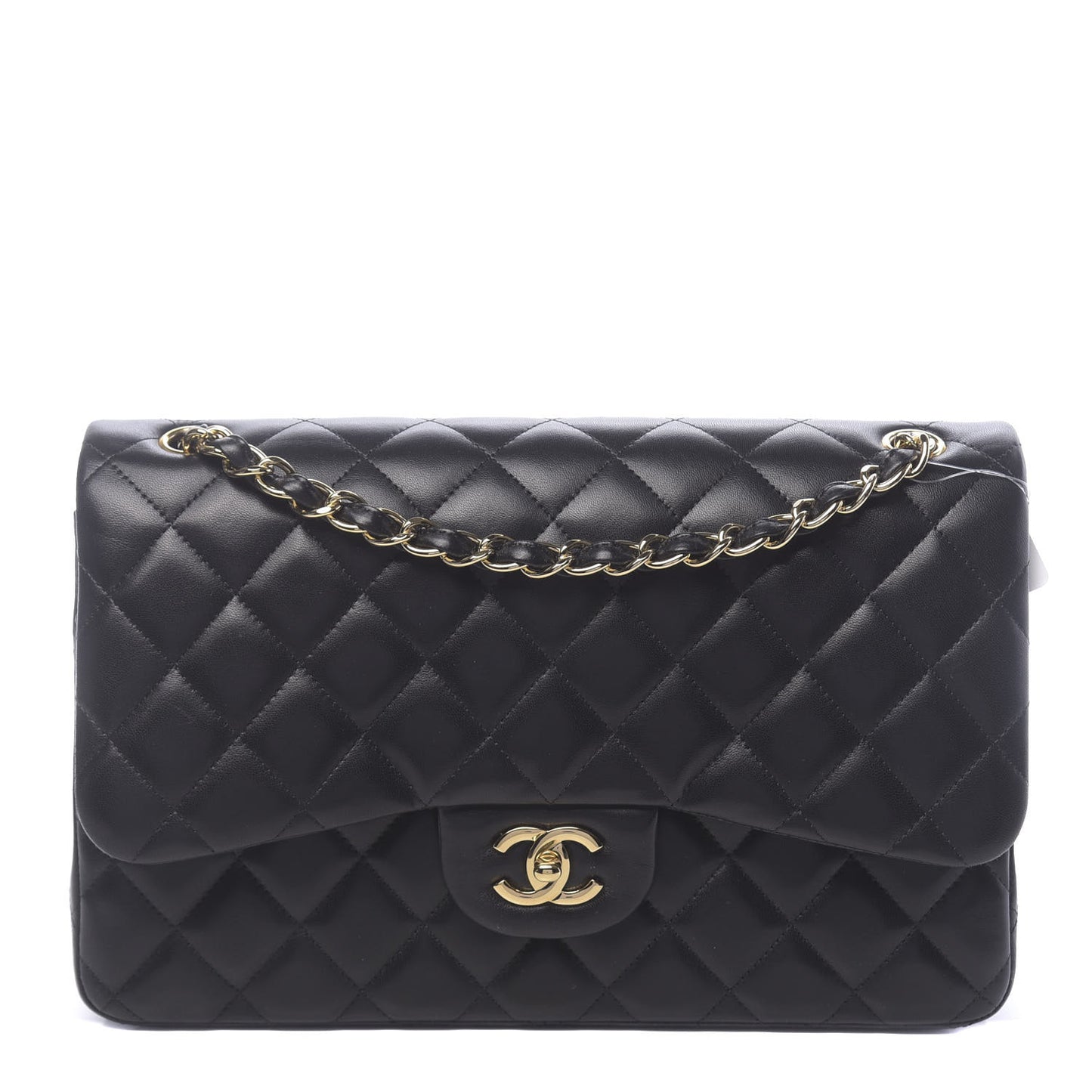 Lambskin Quilted Jumbo Double Flap Black