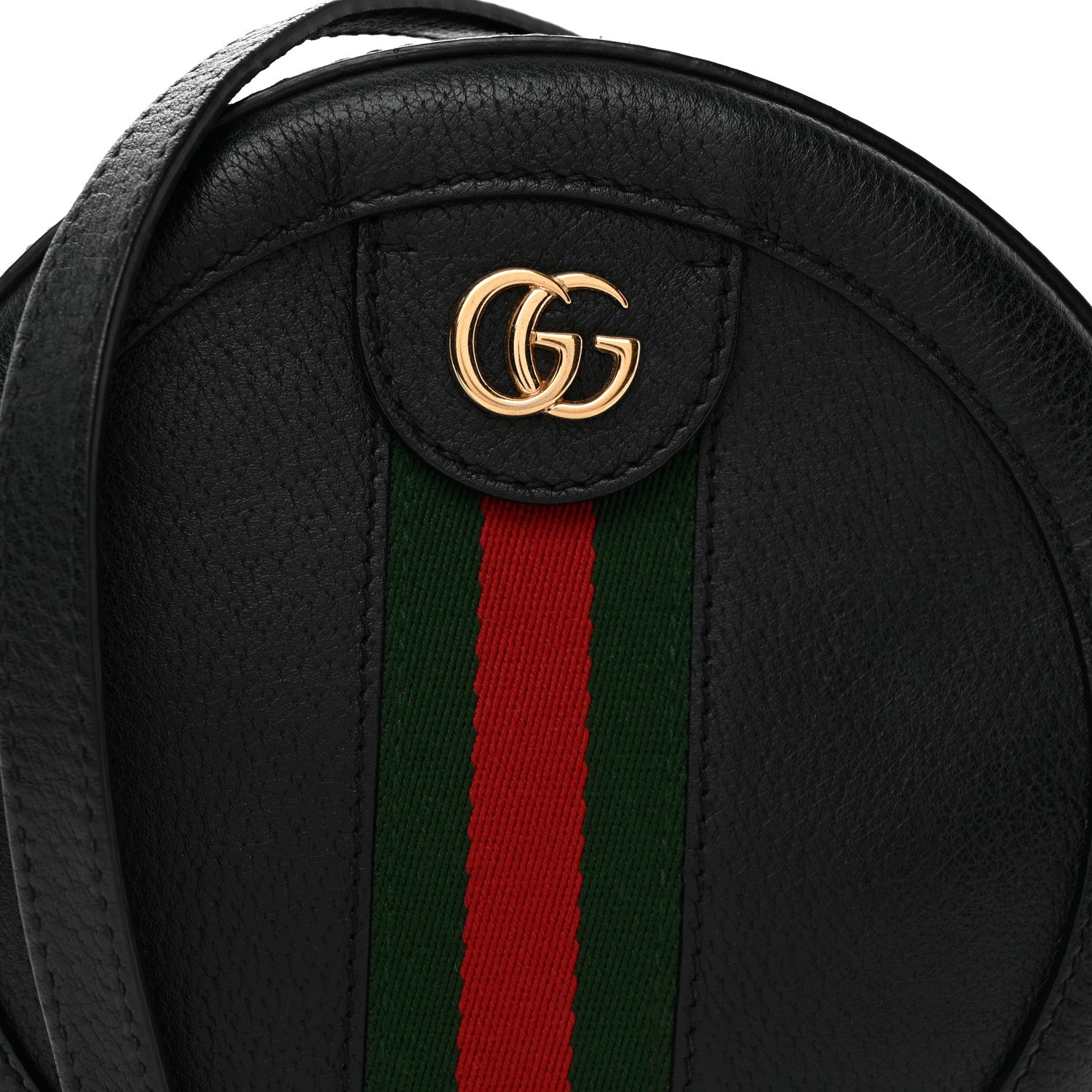 Gucci Grained Calfskin Web Mini Ophidia Round Shoulder Bag Black 8 of 11