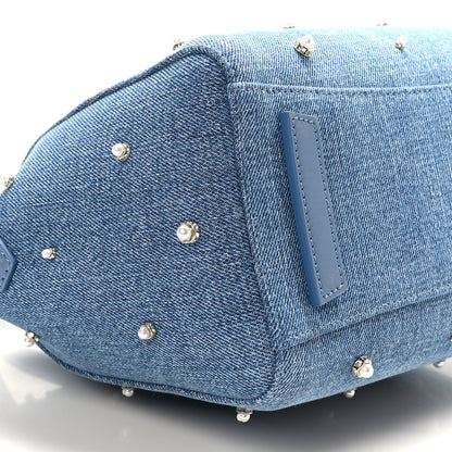 Givenchy Denim Pearl Embellished Mini Lock Antigona Shoulder Bag Blue 7 of 8