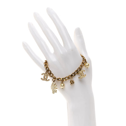 Chanel Pearl CC Camellia Charm Bracelet Beige Gold 2 of 5