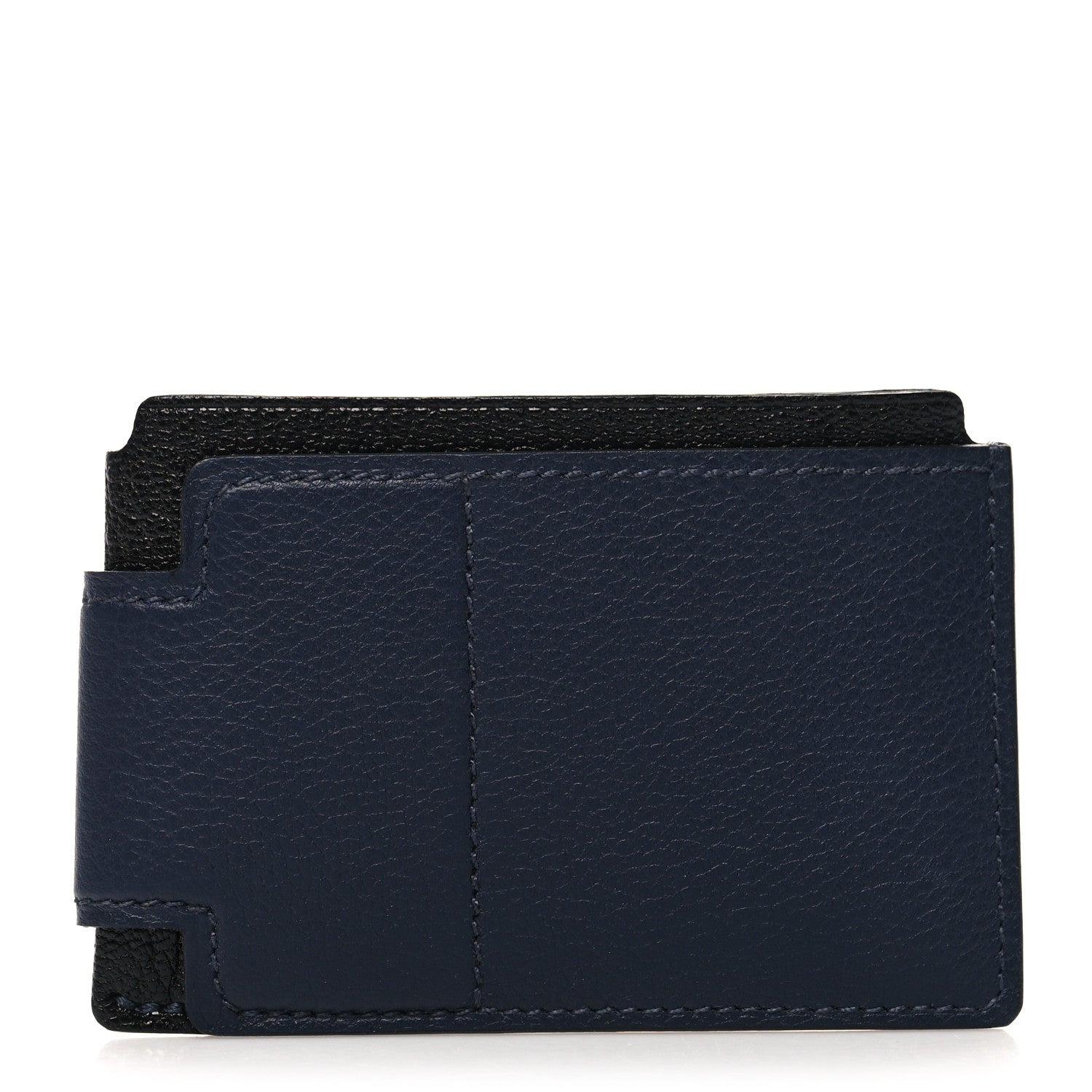 Hermes Allegretto Chevre Mysore H Sport 3CC Card Holder Case Bleu Nuit Black 1 of 7