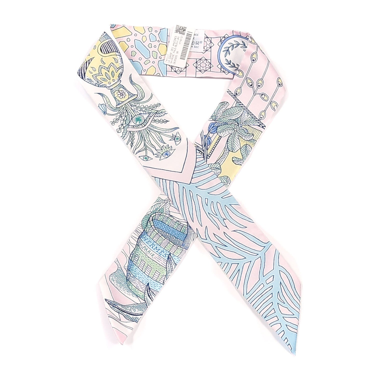 Silk La Danse Des Amazones Twilly Rose Pale Bleu Jaune