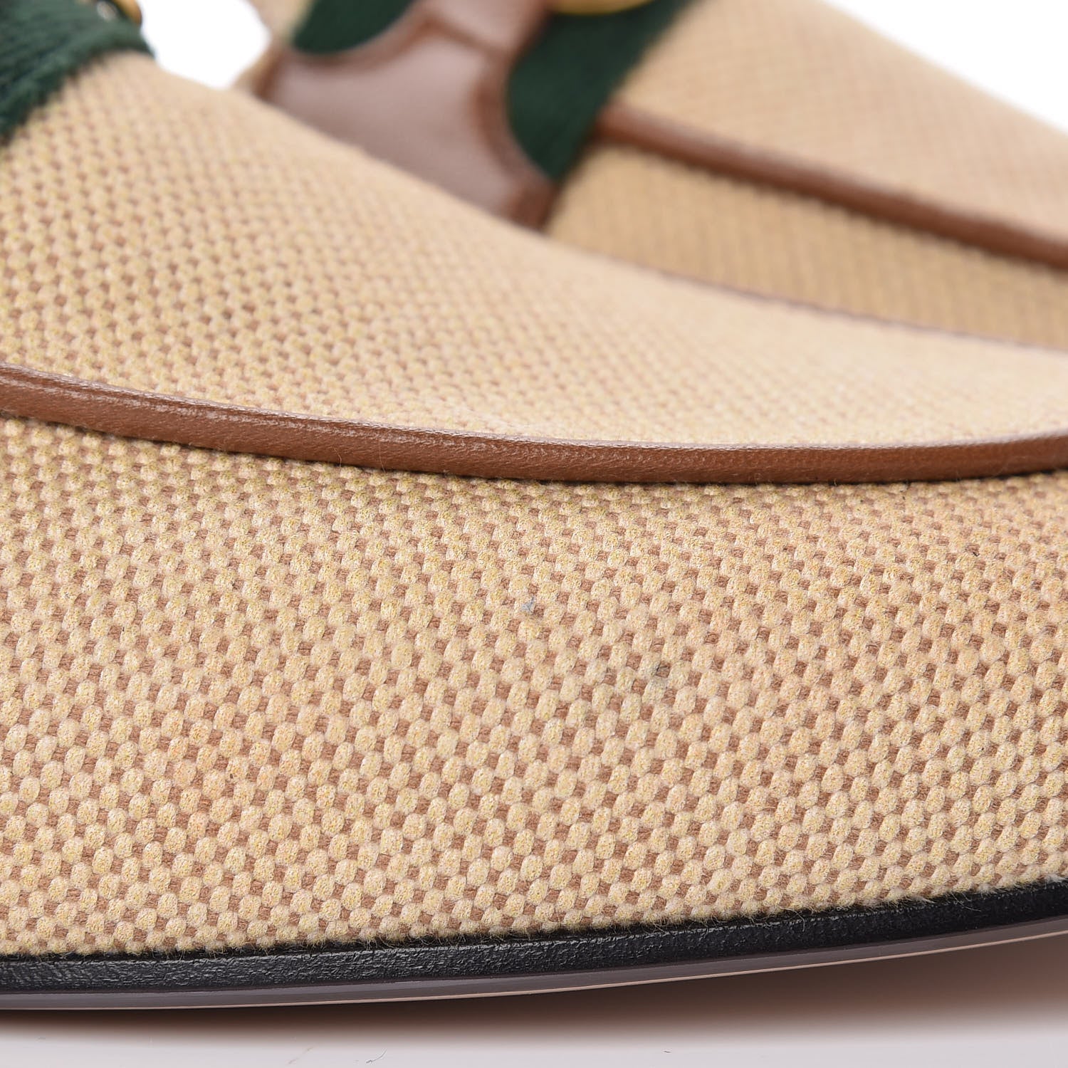 Gucci Canvas Vintage Charlotte Web Princetown Slippers 37.5 Sand Cuir 10 of 11