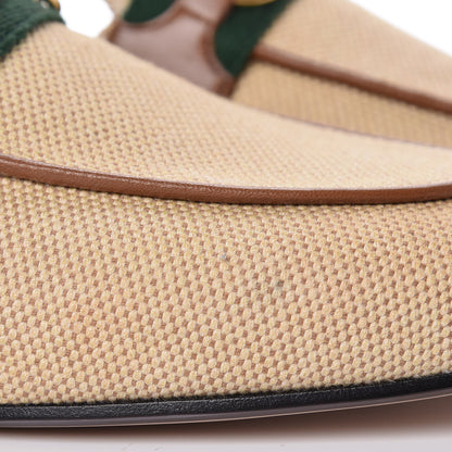 Gucci Canvas Vintage Charlotte Web Princetown Slippers 37.5 Sand Cuir 10 of 11