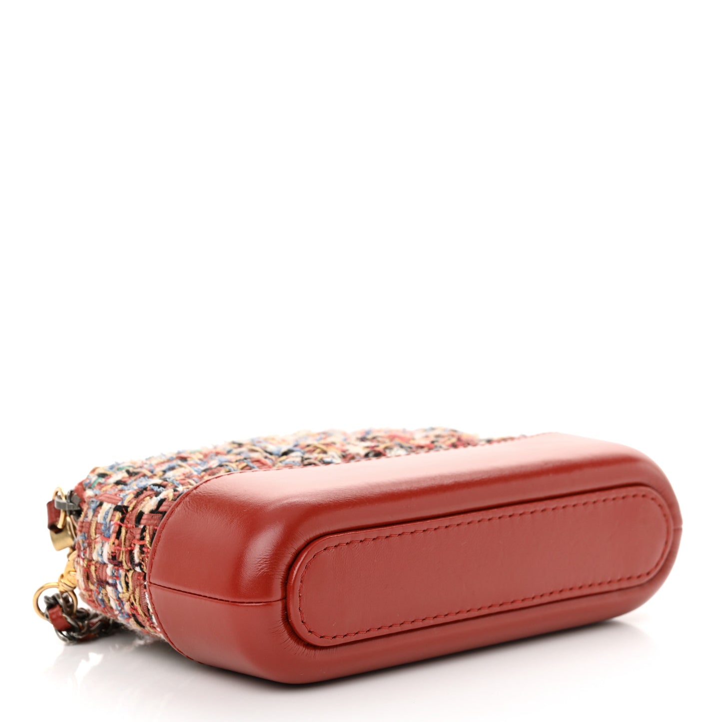 Tweed Calfskin Small Gabrielle Clutch With Chain Red