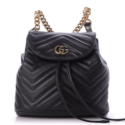 Gucci Calfskin Matelasse GG Marmont Flap Backpack Black 1 of 7