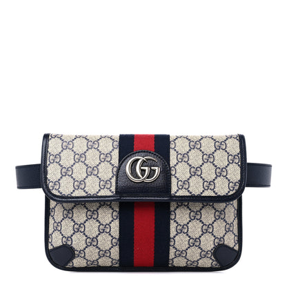Gucci GG Supreme Monogram Web Small Ophidia Belt Bag 100 40 Beige Navy 1 of 9