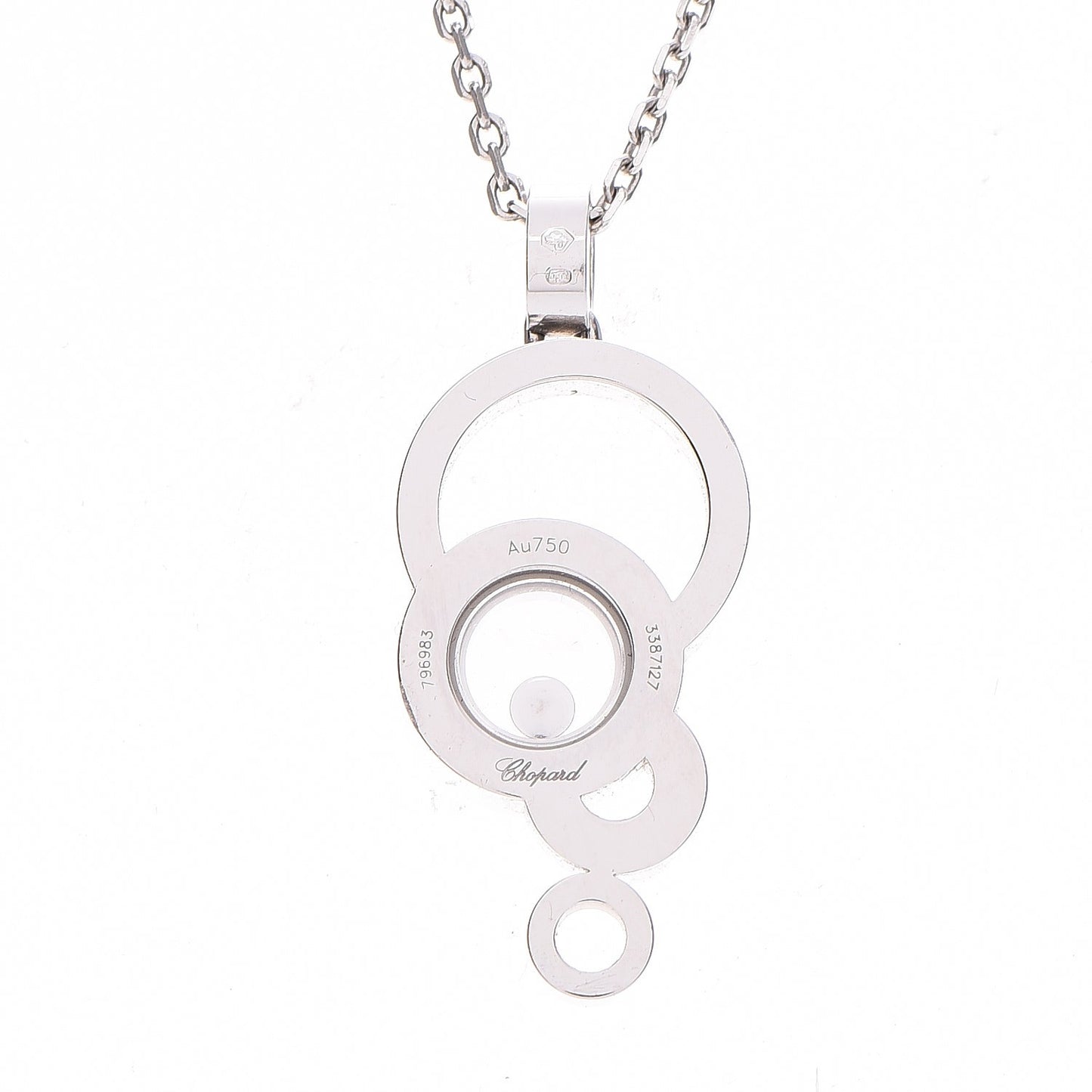 18K White Gold Diamond Pave Happy Bubbles Pendant Necklace
