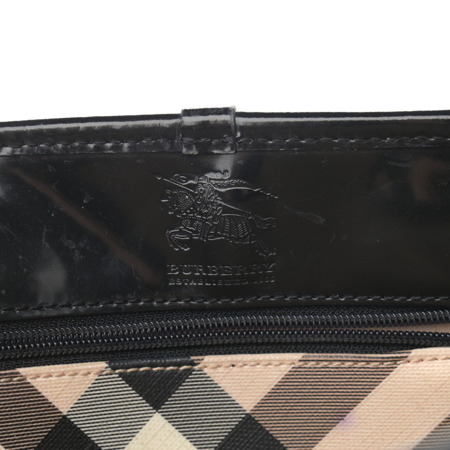 Patent Trim Nova Check Small Nickie Shopper Tote
