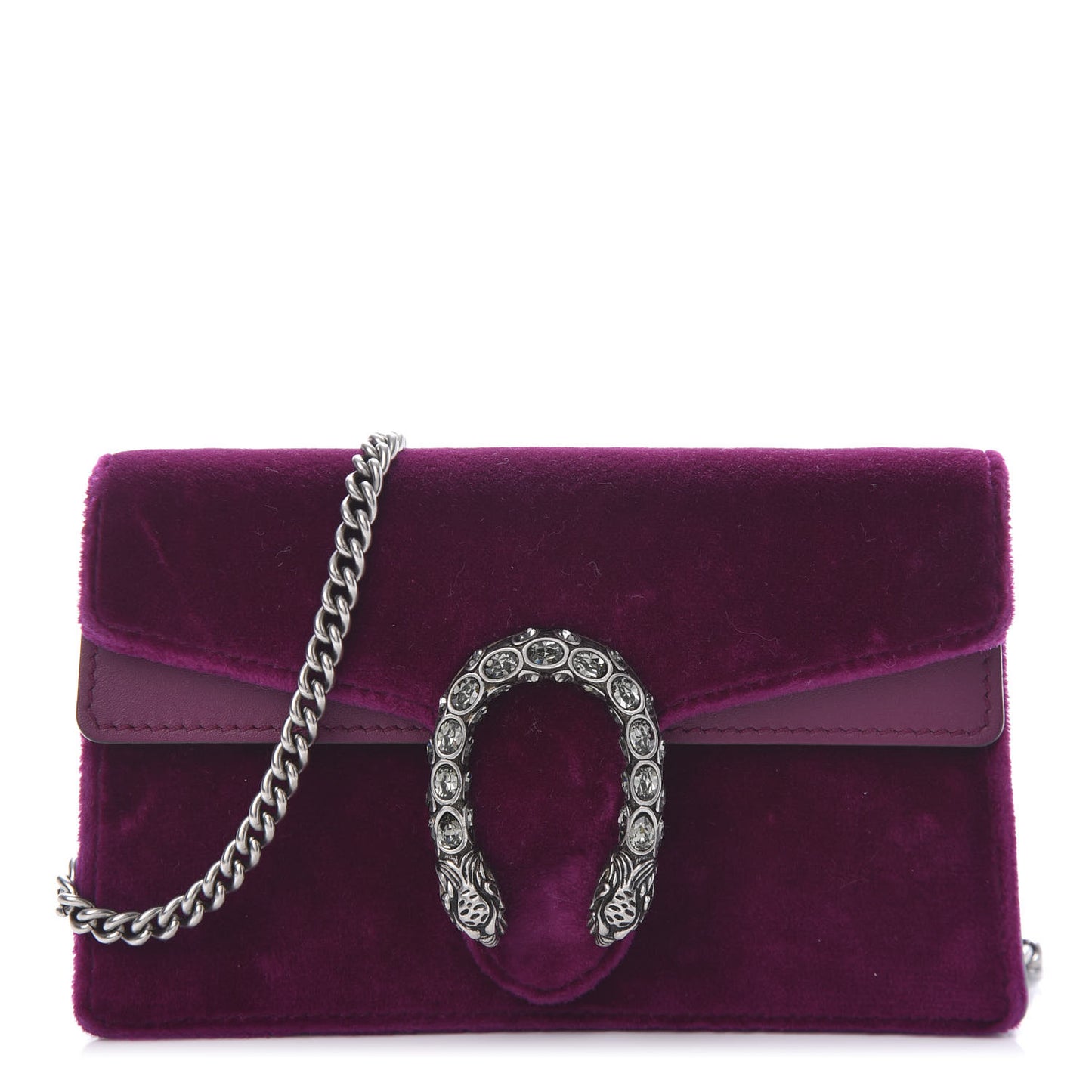 Velvet Super Mini Dionysus Shoulder Bag Fuchsia Violet Cyclamen
