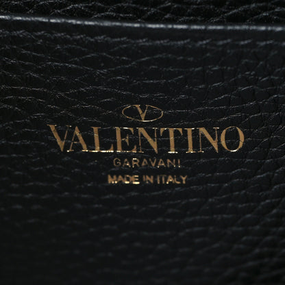 Valentino Garavani Pebbled Calfskin Rockstud Flip Lock Clutch Wallet Black 6 of 9