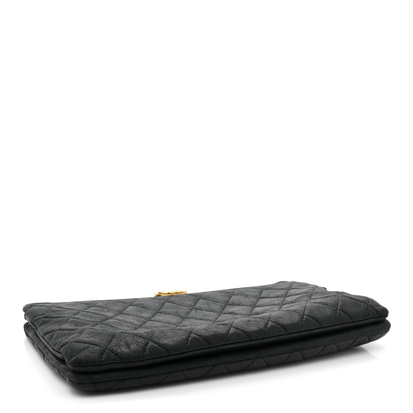 Lambskin Quilted Small Boy Zipped Pouch Black
