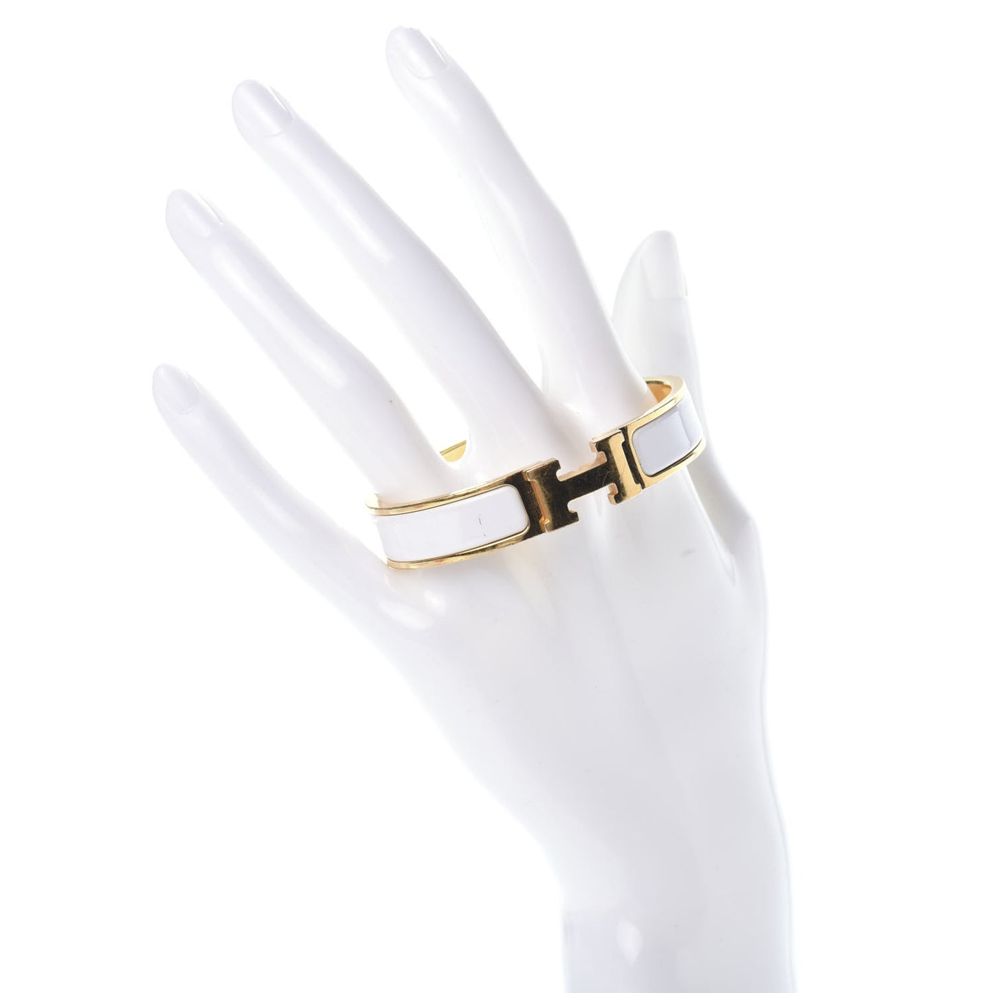 Enamel Narrow Clic Clac H Bracelet PM White
