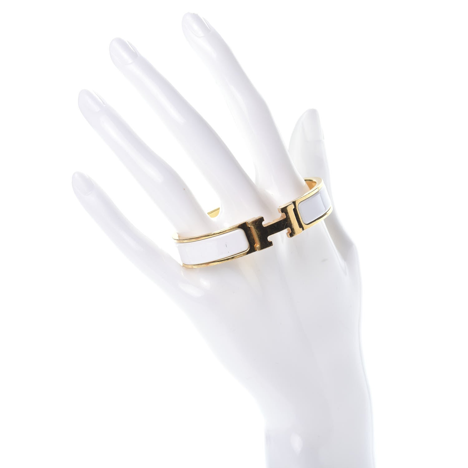 Hermes Enamel Narrow Clic Clac H Bracelet PM White 2 of 4