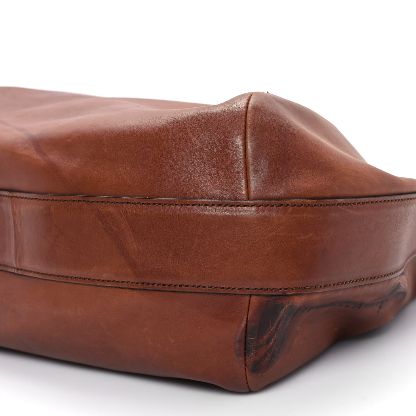 Washed Soft Calfskin Ribot Horse Heads Hobo Marrone Medio