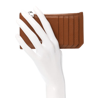 Saint Laurent Grained Calfskin 5 Fragments Zip Pouch Card Holder Brown Gold 2 of 9